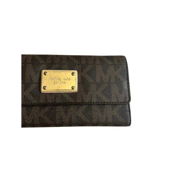 MICHAEL KORS Brown Logo Leather Clutch Wallet - Picture 2 of 8